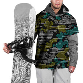 Накидка на куртку 3D с принтом Futuristic Camo , 100% полиэстер |  | Тематика изображения на принте: cyberpunk | glitch | глитч | камуфляж | киберпанк | футуристичный