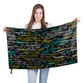 Флаг 3D с принтом Futuristic Camo , 100% полиэстер | плотность ткани — 95 г/м2, размер — 67 х 109 см. Принт наносится с одной стороны | cyberpunk | glitch | глитч | камуфляж | киберпанк | футуристичный