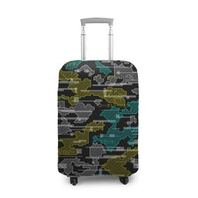 Чехол для чемодана 3D с принтом Futuristic Camo , 86% полиэфир, 14% спандекс | двустороннее нанесение принта, прорези для ручек и колес | cyberpunk | glitch | глитч | камуфляж | киберпанк | футуристичный