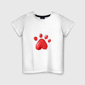 Детская футболка хлопок с принтом Кошачья лапка , 100% хлопок | круглый вырез горловины, полуприлегающий силуэт, длина до линии бедер | котьи лапки | котэ