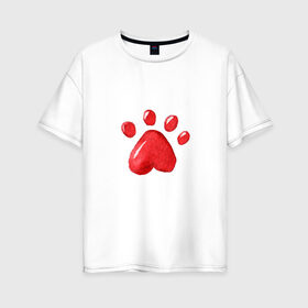 Женская футболка хлопок Oversize с принтом Кошачья лапка , 100% хлопок | свободный крой, круглый ворот, спущенный рукав, длина до линии бедер
 | Тематика изображения на принте: котьи лапки | котэ