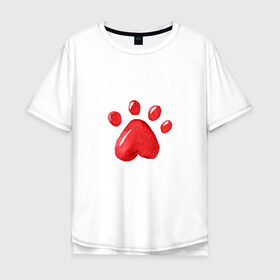 Мужская футболка хлопок Oversize с принтом Кошачья лапка , 100% хлопок | свободный крой, круглый ворот, “спинка” длиннее передней части | котьи лапки | котэ