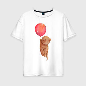 Женская футболка хлопок Oversize с принтом Котейка , 100% хлопок | свободный крой, круглый ворот, спущенный рукав, длина до линии бедер
 | воздушный шар | котик | полетаем