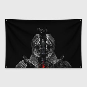 Флаг-баннер с принтом Mortal Shell , 100% полиэстер | размер 67 х 109 см, плотность ткани — 95 г/м2; по краям флага есть четыре люверса для крепления | Тематика изображения на принте: mortal shell | игра | игровой | компьютерный | мортал шелл | подарок | черный