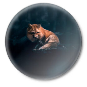 Значок с принтом Мудрый лис ,  металл | круглая форма, металлическая застежка в виде булавки | Тематика изображения на принте: fox | foxy | животное | звери | лиса | лисенок | лисичка | милая | рыжая | фокс