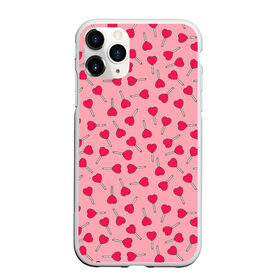 Чехол для iPhone 11 Pro Max матовый с принтом Сердечки на палочках , Силикон |  | 8 марта | love | девочки | женская | леденцы | любовь | подружке | сердечки | сосачки | чупа чупс