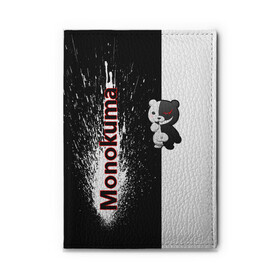 Обложка для автодокументов с принтом Monokuma , натуральная кожа |  размер 19,9*13 см; внутри 4 больших “конверта” для документов и один маленький отдел — туда идеально встанут права | monokuma | игра | медведь | монокума | плюшевый | робот