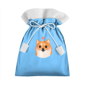Подарочный 3D мешок с принтом Сиба ину , 100% полиэстер | Размер: 29*39 см | милый щенок | пес с сердчечком | песик | сиба ину | собака
