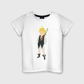 Детская футболка хлопок с принтом Мелиодас , 100% хлопок | круглый вырез горловины, полуприлегающий силуэт, длина до линии бедер | anime | meliodas | the seven deadly sins | аниме | грех гнева | мелиодас | мультик