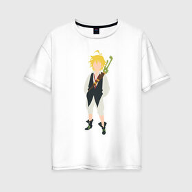 Женская футболка хлопок Oversize с принтом Мелиодас , 100% хлопок | свободный крой, круглый ворот, спущенный рукав, длина до линии бедер
 | anime | meliodas | the seven deadly sins | аниме | грех гнева | мелиодас | мультик