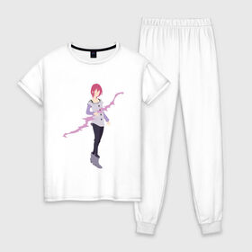 Женская пижама хлопок с принтом Гаутер , 100% хлопок | брюки и футболка прямого кроя, без карманов, на брюках мягкая резинка на поясе и по низу штанин | anime | the seven deadly sins | аниме | гаутер | мультик