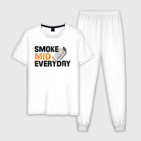 Мужская пижама хлопок с принтом Smoke Mid Everyday , 100% хлопок | брюки и футболка прямого кроя, без карманов, на брюках мягкая резинка на поясе и по низу штанин
 | asiimov | asimov | beast | counter | counter strike | cs | easy | ez | gg | ggwp | global | go | gradient | howl | hyper | mem | meme | memes | offensive | smoke | strike | азимов | вой | градиент | зверь | контра | лого | логотип