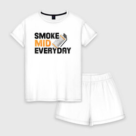 Женская пижама с шортиками хлопок с принтом Smoke Mid Everyday , 100% хлопок | футболка прямого кроя, шорты свободные с широкой мягкой резинкой | asiimov | asimov | beast | counter | counter strike | cs | easy | ez | gg | ggwp | global | go | gradient | howl | hyper | mem | meme | memes | offensive | smoke | strike | азимов | вой | градиент | зверь | контра | лого | логотип