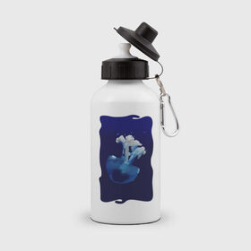 Бутылка спортивная с принтом Медуза , металл | емкость — 500 мл, в комплекте две пластиковые крышки и карабин для крепления | medusa | tegunvteg | краски | медуза | море | океан