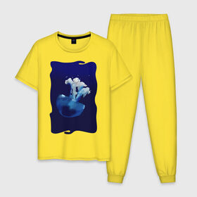 Мужская пижама хлопок с принтом Медуза , 100% хлопок | брюки и футболка прямого кроя, без карманов, на брюках мягкая резинка на поясе и по низу штанин
 | Тематика изображения на принте: medusa | tegunvteg | краски | медуза | море | океан