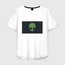 Мужская футболка хлопок Oversize с принтом Alien , 100% хлопок | свободный крой, круглый ворот, “спинка” длиннее передней части | звезды | комета | космос | метеориты | пришелец