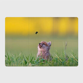 Магнитный плакат 3Х2 с принтом Лисенок и пчелка , Полимерный материал с магнитным слоем | 6 деталей размером 9*9 см | fox | foxy | животное | звери | лиса | лисенок | лисичка | милая | рыжая | фокс
