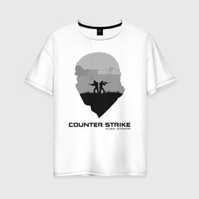 Женская футболка хлопок Oversize с принтом CS GO Terrorist , 100% хлопок | свободный крой, круглый ворот, спущенный рукав, длина до линии бедер
 | counter strike | cs go | terrorist | контр страйк | кс го | террорист | шлем