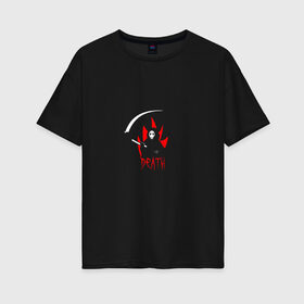 Женская футболка хлопок Oversize с принтом Grim Reaper Мрачный Жнец , 100% хлопок | свободный крой, круглый ворот, спущенный рукав, длина до линии бедер
 | death | жнец | огонь | пламя | скелет | страшный | череп