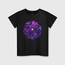 Детская футболка хлопок с принтом Мой космос! , 100% хлопок | круглый вырез горловины, полуприлегающий силуэт, длина до линии бедер | tgcarpg | звезды | кометы | космос | планеты | розовый | солнце | фиолетовый