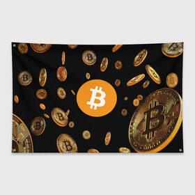Флаг-баннер с принтом BITCOIN , 100% полиэстер | размер 67 х 109 см, плотность ткани — 95 г/м2; по краям флага есть четыре люверса для крепления | bitcoin | btc | биткоин | валюта | деньги | криптовалюта