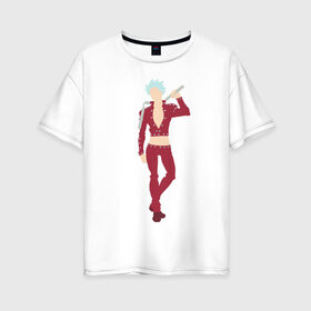 Женская футболка хлопок Oversize с принтом Бан , 100% хлопок | свободный крой, круглый ворот, спущенный рукав, длина до линии бедер
 | anime | the seven deadly sins | аниме | бан | грех жадности | лисий грех | мультик