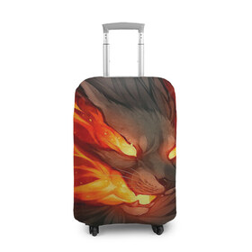 Чехол для чемодана 3D с принтом Пламенный лев Inferno , 86% полиэфир, 14% спандекс | двустороннее нанесение принта, прорези для ручек и колес | 