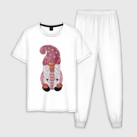 Мужская пижама хлопок с принтом Гномичка в ожидании чуда , 100% хлопок | брюки и футболка прямого кроя, без карманов, на брюках мягкая резинка на поясе и по низу штанин
 | 