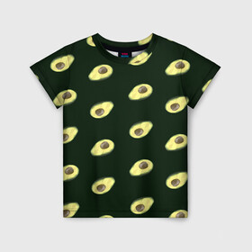 Детская футболка 3D с принтом Авокадо , 100% гипоаллергенный полиэфир | прямой крой, круглый вырез горловины, длина до линии бедер, чуть спущенное плечо, ткань немного тянется | low poly avocado | авокадо | авокадо с косточкой | растение | фрукт