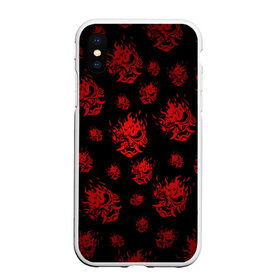 Чехол для iPhone XS Max матовый с принтом RED SAMURAI PATTERN , Силикон | Область печати: задняя сторона чехла, без боковых панелей | 2019 | cd project red | cyberpunk 2077 | cyberpunk fashion | hacker | keanu reeves | maelstrom | militech | night city | quadra | samurai | samurai cyberpunk 2077 | sci fi | trauma team | v | ви | киану ривз | киберпанк 2077 | логотип | роботы | 