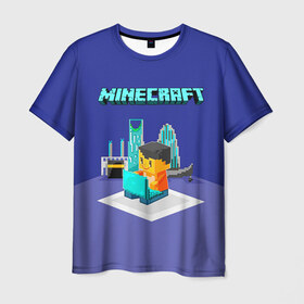 Мужская футболка 3D с принтом Minecraft , 100% полиэфир | прямой крой, круглый вырез горловины, длина до линии бедер | minecraft | алекс | белый | блоки | ведьма | взрывчатка | визера | волк | гаст | добывать | дракон | зеленый куб | зомби | игра | крафт | крипер | кубики | лошадка | майн | майнкрафт | манкрафт | овечка | оцелот
