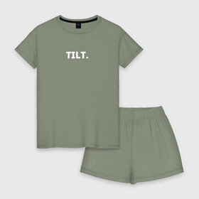 Женская пижама с шортиками хлопок с принтом TILT. , 100% хлопок | футболка прямого кроя, шорты свободные с широкой мягкой резинкой | 16 | counterstrike | csgo | global offensive | memes | online | source | tilt | ксго | тильт