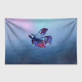 Флаг-баннер с принтом Рыбка , 100% полиэстер | размер 67 х 109 см, плотность ткани — 95 г/м2; по краям флага есть четыре люверса для крепления | tegunvteg | акварель | аквариумнаярыбка | вода | петушок | рыбка