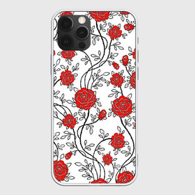 Чехол для iPhone 12 Pro Max с принтом Цветы , Силикон |  | flowers | roses | white | букет | китайский | листья | орнамент | паттерн | растения | розы | текстуры | узор | цветы