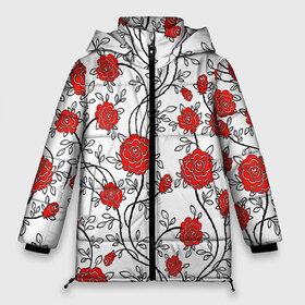 Женская зимняя куртка 3D с принтом Цветы , верх — 100% полиэстер; подкладка — 100% полиэстер; утеплитель — 100% полиэстер | длина ниже бедра, силуэт Оверсайз. Есть воротник-стойка, отстегивающийся капюшон и ветрозащитная планка. 

Боковые карманы с листочкой на кнопках и внутренний карман на молнии | flowers | roses | white | букет | китайский | листья | орнамент | паттерн | растения | розы | текстуры | узор | цветы