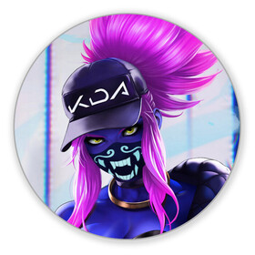 Коврик для мышки круглый с принтом KDA Akali , резина и полиэстер | круглая форма, изображение наносится на всю лицевую часть | k pop | kda | lol | акали | образ