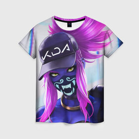 Женская футболка 3D с принтом KDA Akali , 100% полиэфир ( синтетическое хлопкоподобное полотно) | прямой крой, круглый вырез горловины, длина до линии бедер | k pop | kda | lol | акали | образ