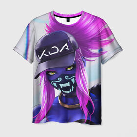Мужская футболка 3D с принтом KDA Akali , 100% полиэфир | прямой крой, круглый вырез горловины, длина до линии бедер | Тематика изображения на принте: k pop | kda | lol | акали | образ