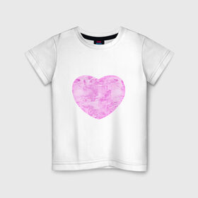 Детская футболка хлопок с принтом Акварельное сердце , 100% хлопок | круглый вырез горловины, полуприлегающий силуэт, длина до линии бедер | 