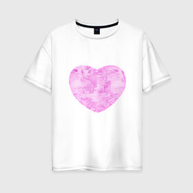 Женская футболка хлопок Oversize с принтом Акварельное сердце , 100% хлопок | свободный крой, круглый ворот, спущенный рукав, длина до линии бедер
 | 