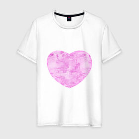 Мужская футболка хлопок с принтом Акварельное сердце , 100% хлопок | прямой крой, круглый вырез горловины, длина до линии бедер, слегка спущенное плечо. | 