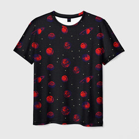 Мужская футболка 3D с принтом Красная Планета , 100% полиэфир | прямой крой, круглый вырез горловины, длина до линии бедер | alien | earth | galaxy | mars | moon | nasa | satellite | space | star | абстракция | астрономия | вселенная | звезда | земля | инопланетянин | космонавт | космос | красный | луна | марс | наса | небо | нло | паттерн | планета