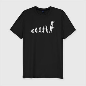 Мужская футболка хлопок Slim с принтом EVOLUTION , 92% хлопок, 8% лайкра | приталенный силуэт, круглый вырез ворота, длина до линии бедра, короткий рукав | 16 | counterstrike | csgo | evolution | global offensive | memes | source | ксго | подсадка | прогресс | развитие | эволюция