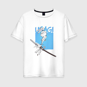 Женская футболка хлопок Oversize с принтом Усаги Ёдзимбо , 100% хлопок | свободный крой, круглый ворот, спущенный рукав, длина до линии бедер
 | anime | comics | usagi yojimbo | аниме | анимэ | комикс | комиксы | кролик | самурай | усаги ёдзимбо