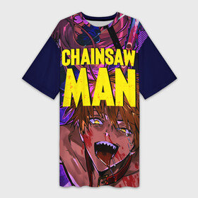 Платье-футболка 3D с принтом Человек Бензопила персонажи ,  |  | anime | chainsaw man | denji | makima | manga | power | аниме | бим | денджи | дьявол бесконечности | кишибэ | летучая мышь | манга | пауэр | хаякава аки | химено | человек бензопила