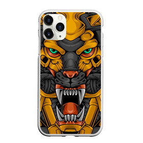 Чехол для iPhone 11 Pro Max матовый с принтом Хищный тигр киборг , Силикон |  | Тематика изображения на принте: art | cyber | head | lion | mechanical | tiger | арт | кибер | лев | механический | монстр | робот | тигр