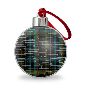 Ёлочный шар с принтом Cyberpunk Tartan , Пластик | Диаметр: 77 мм | cyberpunk | glitch | глитч | киберпанк | клетка | матрица | узор | футуристичный | шотландка