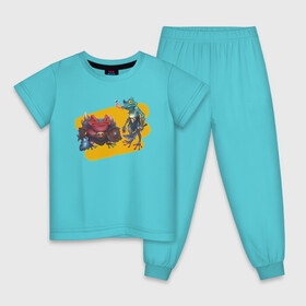 Детская пижама хлопок с принтом Toadman , 100% хлопок |  брюки и футболка прямого кроя, без карманов, на брюках мягкая резинка на поясе и по низу штанин
 | fantasy | frog | жаба | лягушка | фэнтези