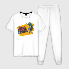 Мужская пижама хлопок с принтом Toadman , 100% хлопок | брюки и футболка прямого кроя, без карманов, на брюках мягкая резинка на поясе и по низу штанин
 | Тематика изображения на принте: fantasy | frog | жаба | лягушка | фэнтези