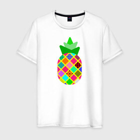 Мужская футболка хлопок с принтом Pineapple , 100% хлопок | прямой крой, круглый вырез горловины, длина до линии бедер, слегка спущенное плечо. | pineapple | tropical fruit | ананас | тропический фрукт